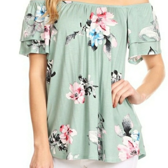 2for$20❤️🔥⚡️Floral Off The Shoulder Tunic Sale(3 left)✨💥 - Picture 4 of 5